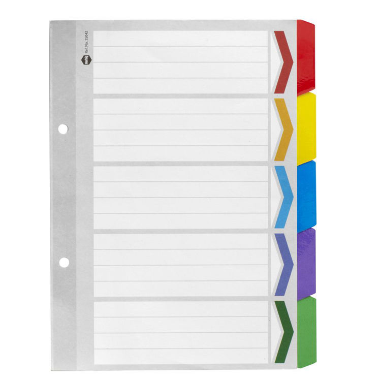 Picture of 6459 A5 FILE / PAGE DIVIDERS WITH 5 DIFFERENT COLOURS